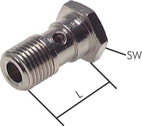 Exemplarische Darstellung: Hohlschraube (1-fach), Messing vernickelt